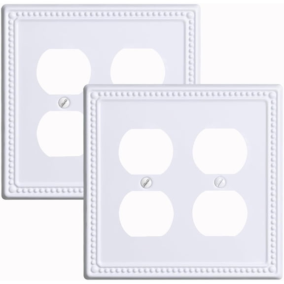 Kisrvopn Metal Beadboard Wall Plates, White 2 Gang Duplex (2 Pack)