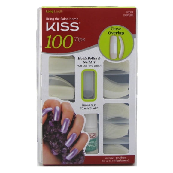 Kiss 100 Tips Curve Overlap Long Length (Pack of 3)