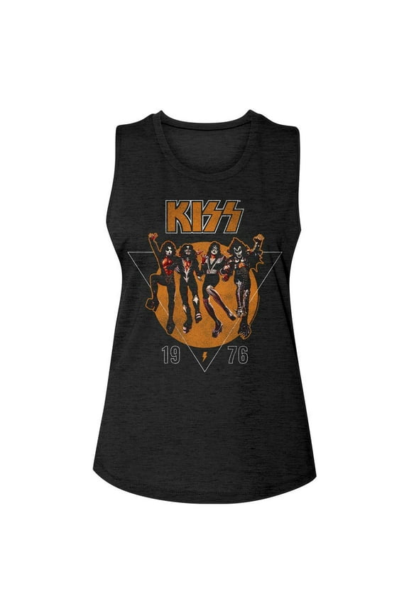 Kiss '76 Black Women's Slub Sleeveless Crew T-Shirt