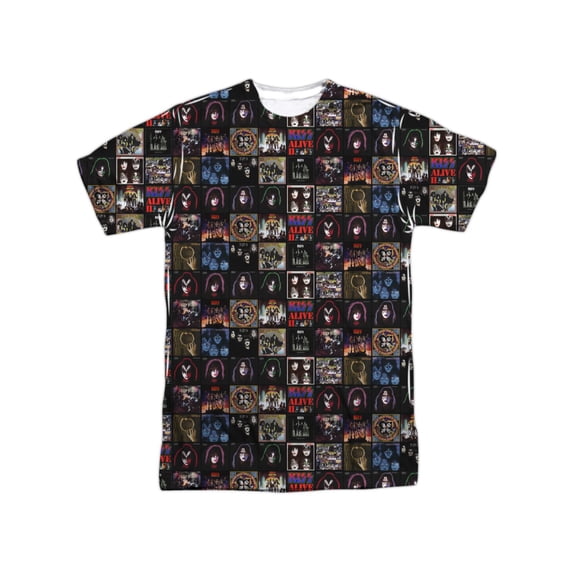 KISS Rock Band Collection Of Classic Album Covers Adult Front/Back Print T-Shirt