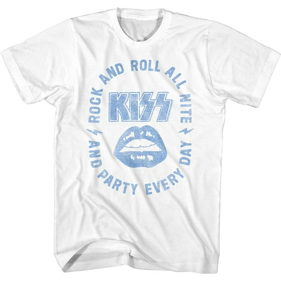 Kiss All Nite White Adult T-Shirt L