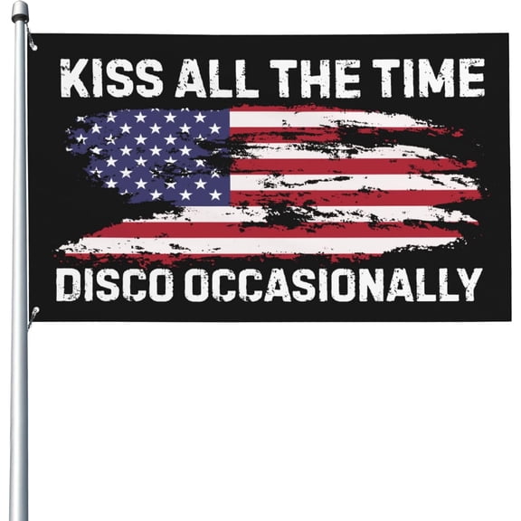 Kiss All The Time Disco Occasionally 3x5 Flag Yard Flag Outdoor Sign