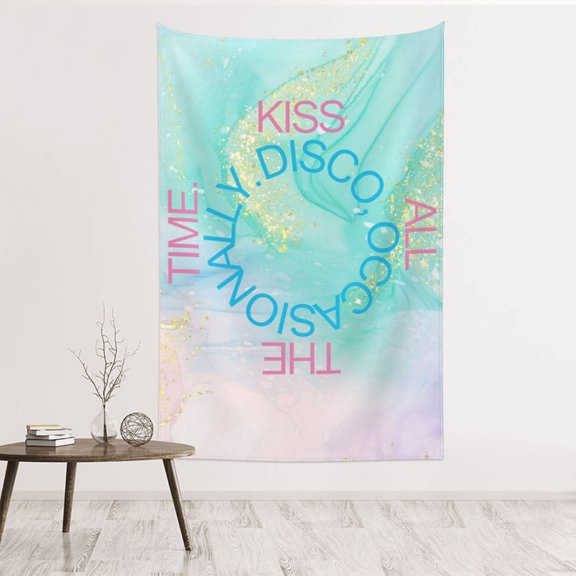 Kiss All The Time. Disco, Occasionally Wall Tapestries for Bedroom Aesthetic Living Room Office Decor 60x40in