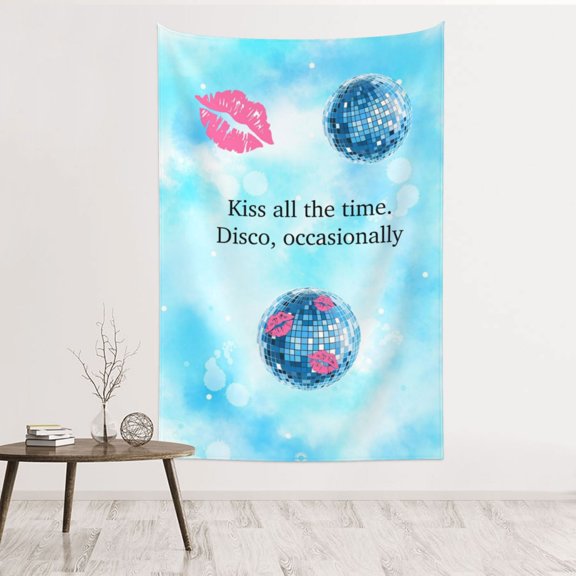 Kiss All The Time. Disco, Occasionally Wall Tapestries for Bedroom Aesthetic Living Room Office Decor 60x40in