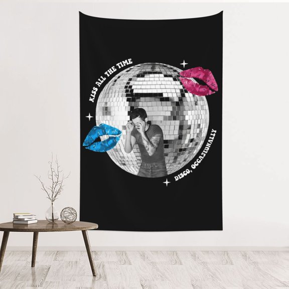 Kiss All The Time. Disco, Occasionally Wall Tapestries for Bedroom Aesthetic Living Room Office Decor 60x40in