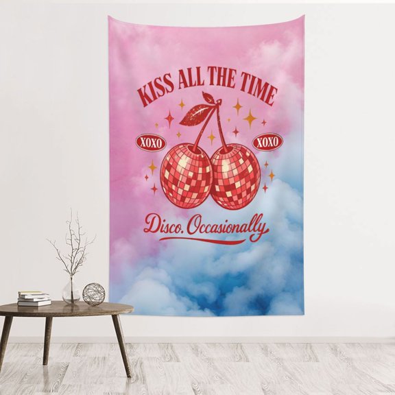 Kiss All The Time. Disco, Occasionally Wall Tapestries for Bedroom Aesthetic Living Room Office Decor 60x40in