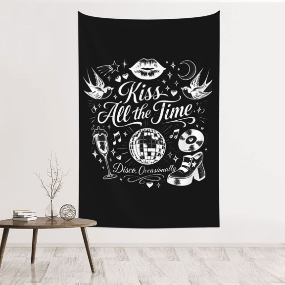 Kiss All The Time. Disco, Occasionally Wall Tapestries for Bedroom Aesthetic Living Room Office Decor 60x40in