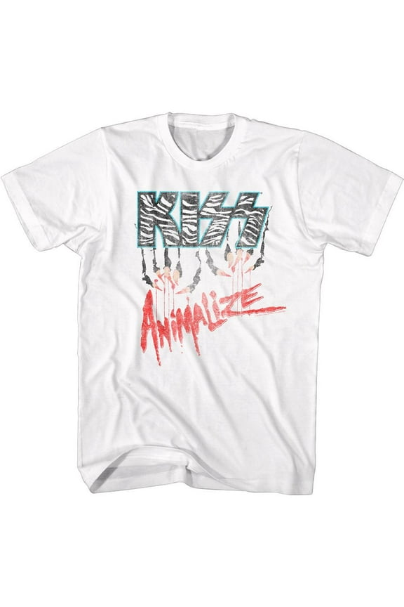 Kiss Animalize Logo White Adult T-Shirt