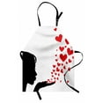 thumbnail image 1 of Kiss Apron Pretty Girl Black Silhouette Blowing Red Hearts Romance Love Valentines Day Theme, Unisex Kitchen Bib Apron with Adjustable Neck for Cooking Baking Gardening, Black White Red, by Ambesonne, 1 of 3