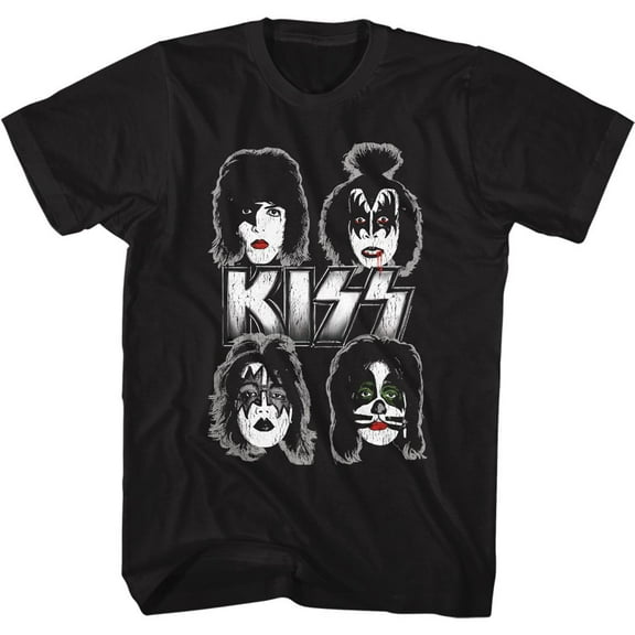 Kiss Band Faces Black Adult Classic T-Shirt