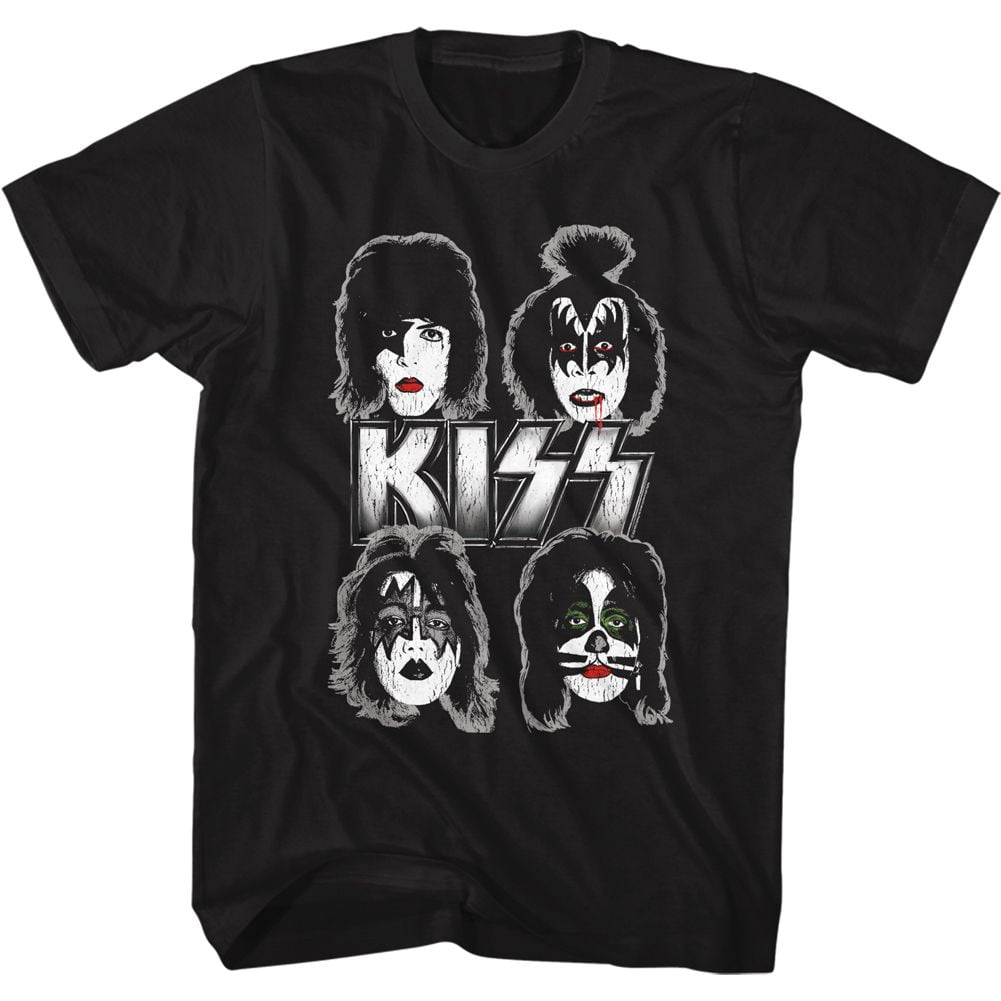 Kiss Band Faces Black Adult Classic T-Shirt - Walmart.com