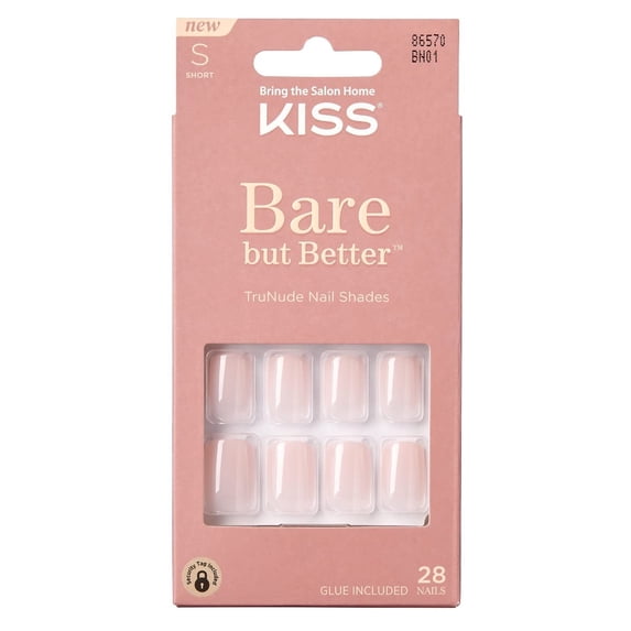 Kiss Bare But Better Nails Short Length Nude (Pack of 4)