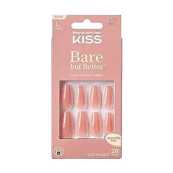 Kiss Bare But Better Sculpted Nude Fake Nails Nude Glow, 28 Ea, 3 Pack