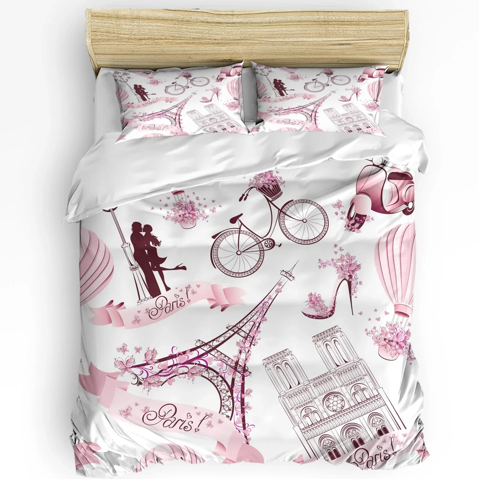 Kiss Bedding Set For Bedroom Bed Home Floral Paris Symbols Landmarks