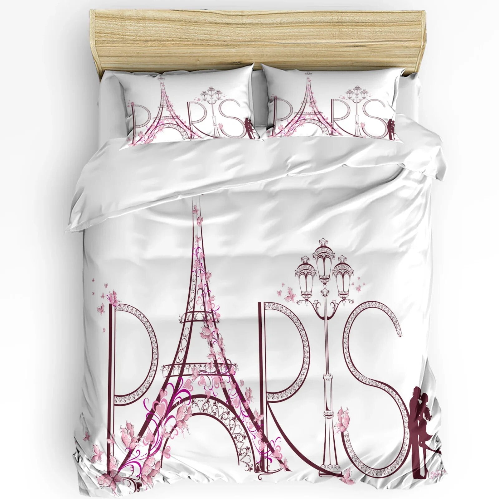 Kiss Bedding Set For Bedroom Bed Home Floral Paris Symbols Landmarks