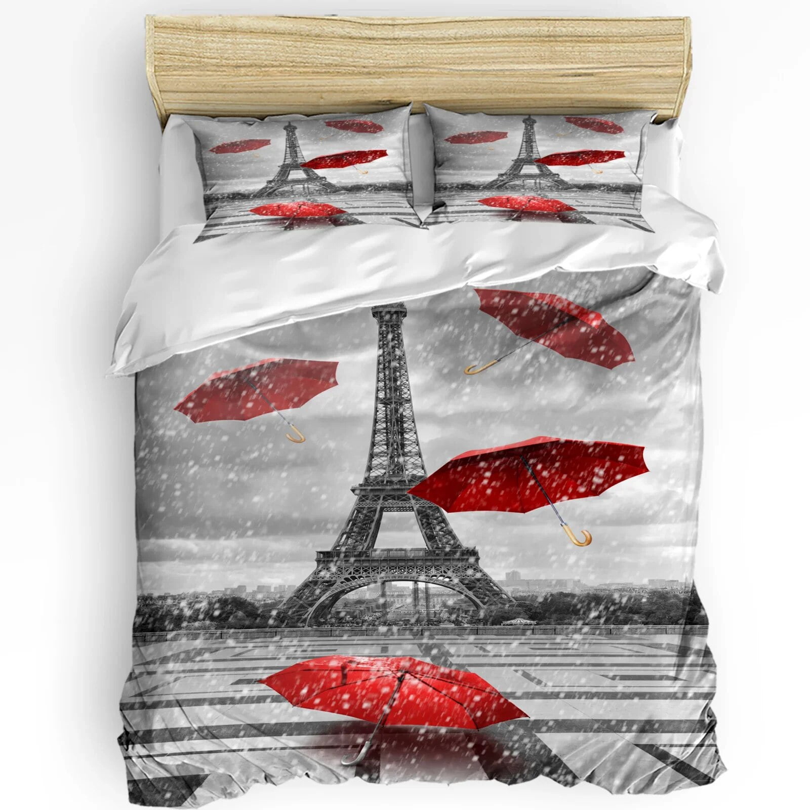 Kiss Bedding Set For Bedroom Bed Home Floral Paris Symbols Landmarks