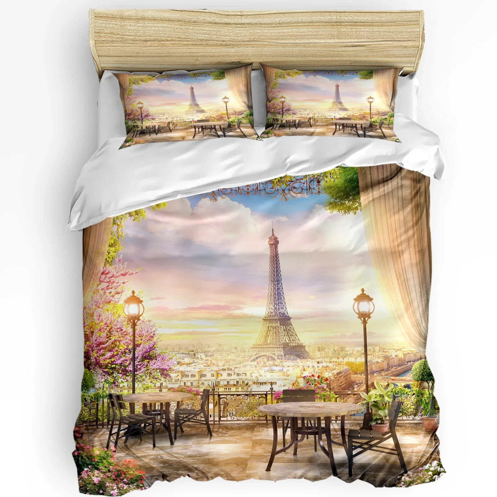 Kiss Bedding Set For Bedroom Bed Home Floral Paris Symbols Landmarks