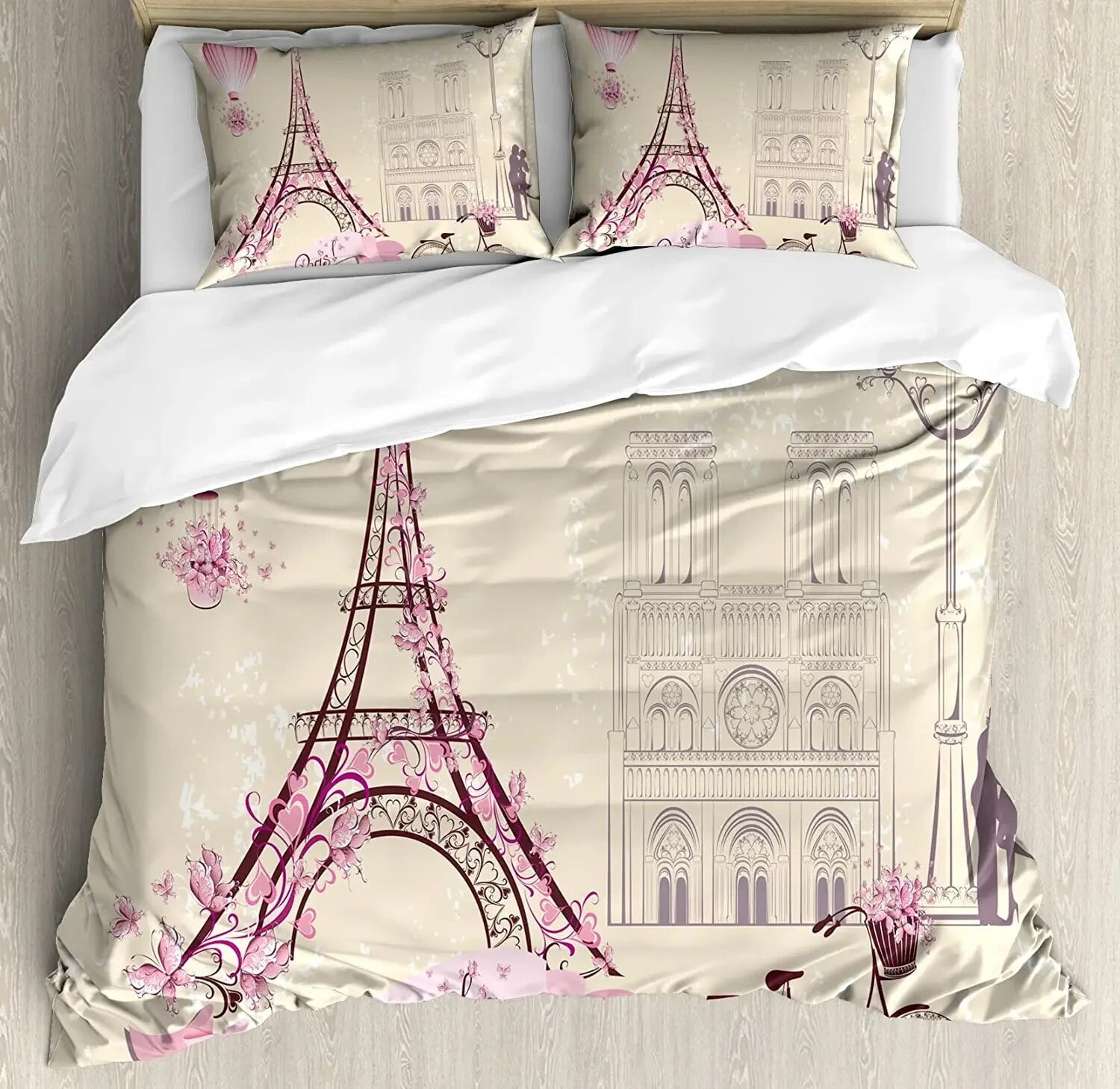 Kiss Bedding Set For Bedroom Bed Home Floral Paris Symbols Landmarks