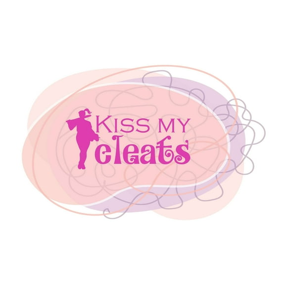 Kiss My Cleats Softball Inspirational Quote Girly Vinyl Decal Wall Art Sticker Designs Vinyl Stickers For Home House Walls Rooms Windows Bedroom Decoration Size (28x28 inch)