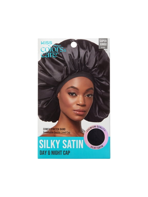 Silky Satin Day & Night Bonnet Cap, Super Jumbo, Black, 1 Count