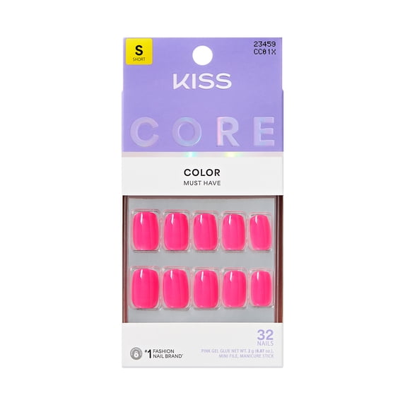 Kiss Core Color Press On Nails, ‘Color Crush’, Pink, Short Squoval, 32 Count