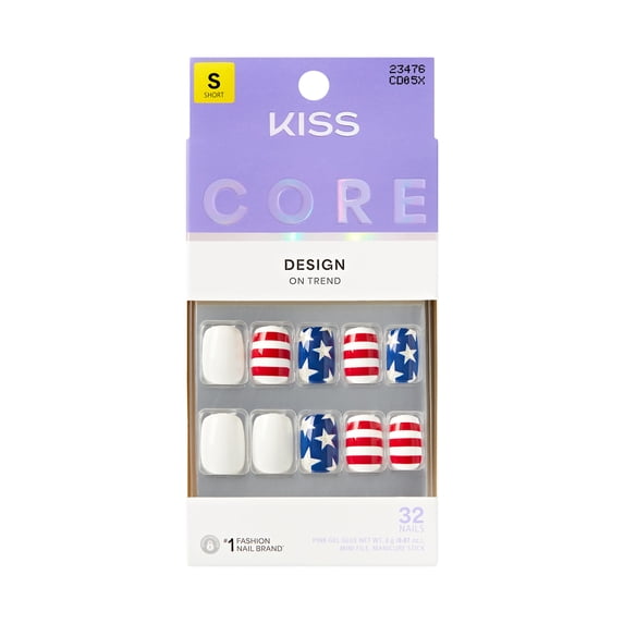 Kiss Core Design Press On Nails, ‘Melody in Motion’, Multicolor, Short Squoval, 32 Count