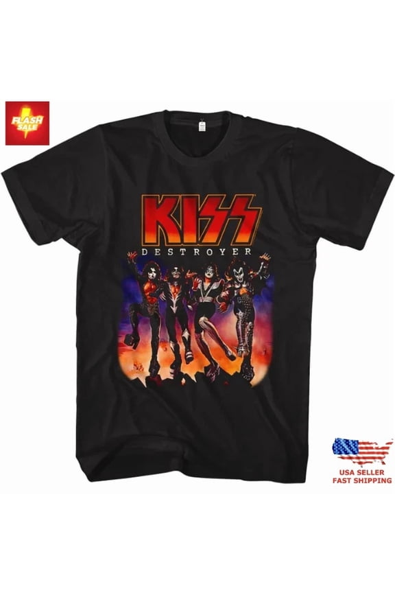 Kiss Destroyer Black Adult Classic T Shirt Vintage Rock Band Tee