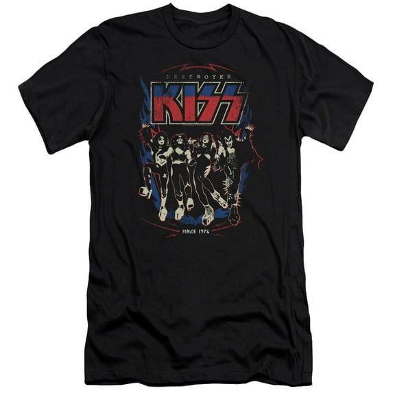 Kiss Destroyer Premium Canvas Adult Slim Fit 30/1 T-Shirt Black