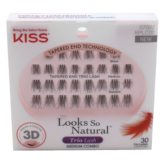 Kiss Looks So Natural Trio Lashes Medium Combo 30 Count (Pack of 3)