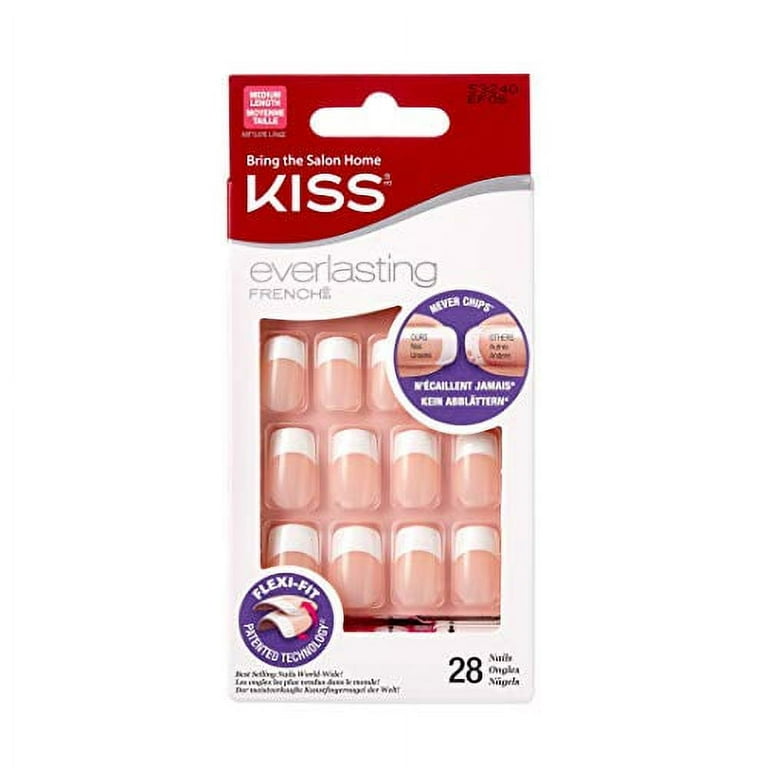 Kiss Everlasting French Nail Manicure Chip Free with Flexi Fit Technology Medium