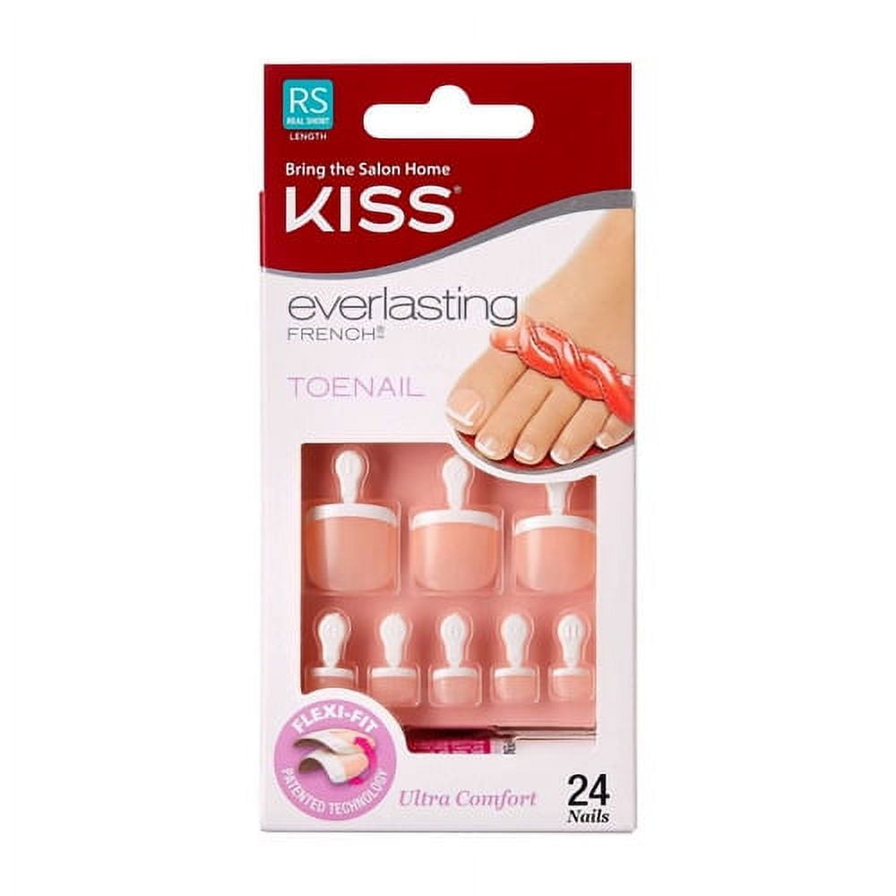 Kiss Everlasting French Toenail Kit, Real Short, 24 Ea, 3 Pack