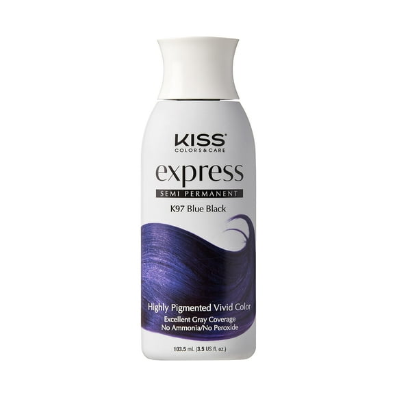 Kiss Express Semi-Permanent Hair Color 100mL (3.5 US fl.oz) (1 Count, Blue Black)