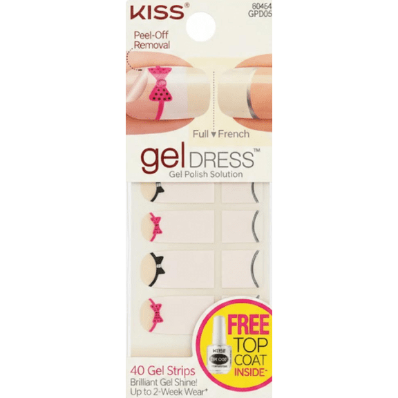 KISS Gel Dress Peel-Off Gel Nail Strips  Full French Design (40 Gel Strips)