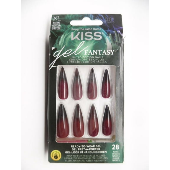 Kiss Gel Fantasy Limited Edition Halloween Fake Nails XL, Sleepless Night - 28ct