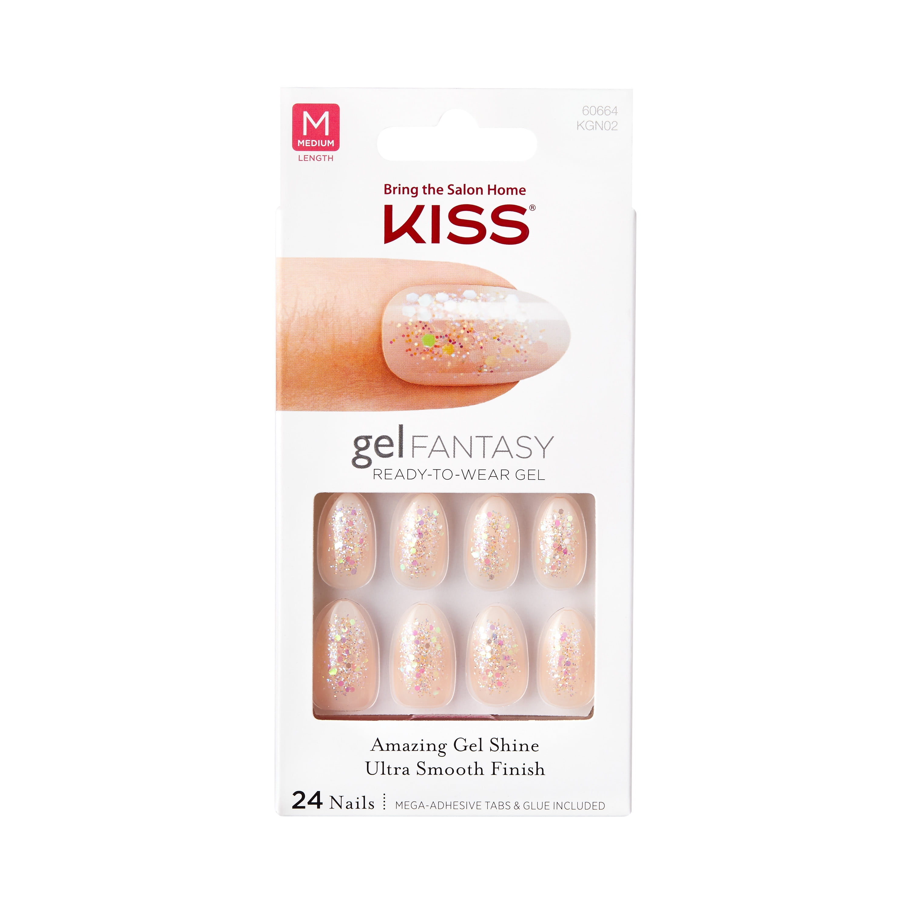 Kiss Gel Fantasy Ready To Wear Gel Nails Medium Length Rock Candy - 24 CT