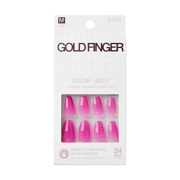 Gold Finger Jelly Color Nails - Snowy