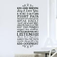 thumbnail image 1 of Kiss Good Morning, Kiss Good Night Rules of Marriage Vinyl Lettering Wall Decal Sticker Wall Decals Size: 41"H x 20"L - Color: Black, 1 of 5