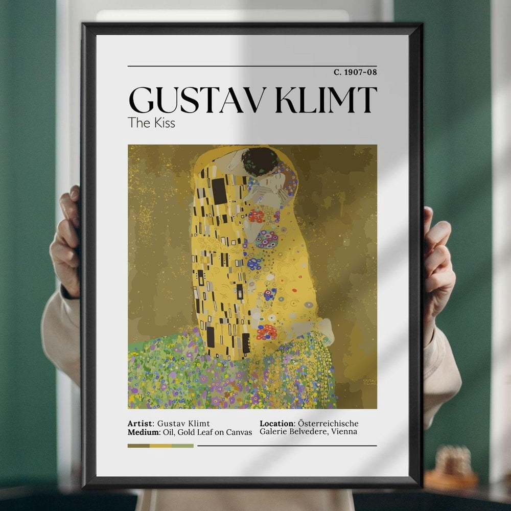 The Kiss - Gustav Klimt Art Print, Famous Painting, Art Nouveau Gold ...