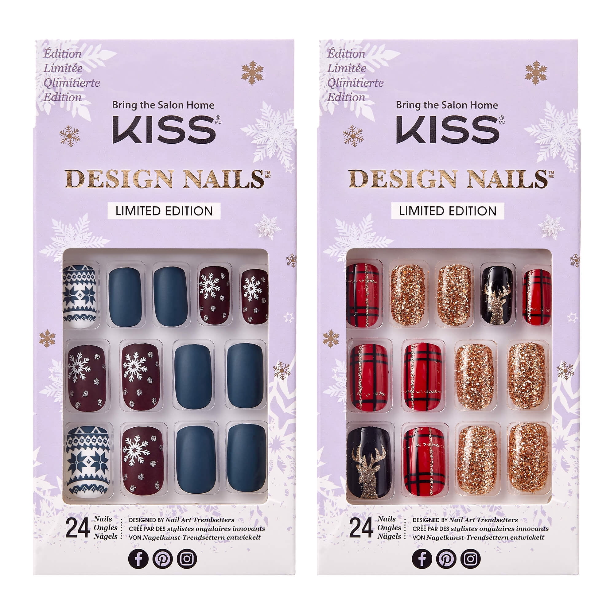 Kiss Holiday Design Nails False Nails - Squoval, Medium - Walmart.com