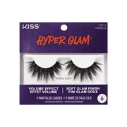 Kiss Hyper Glam Halloween False Eyelashes,  Matte Satin , 16mm, 1 Pair of Strip Lashes