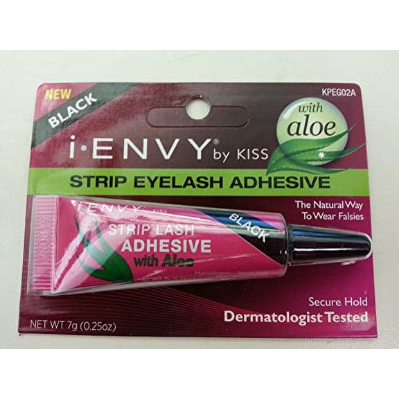 Kiss I Envy Strip .. Eyelash with Aloe Adhesive .. Black 0.25oz (2 Pack)