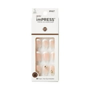 KISS imPRESS Press-On Manicure Fake Nails My Worth, Short, Square, French, Easy Press On, Chip Proof, Smudge Proof, Waterproof, No Dry Time, Comfortable & Secure, Super Hold Adhesive 30 Count