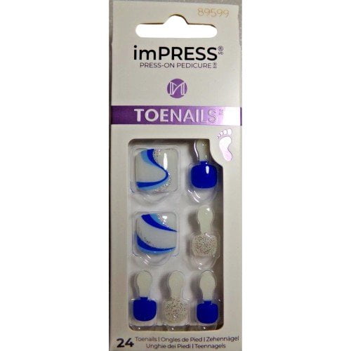 Kiss Impress Press-On Pedicured Toe Nails 89599 Skydiver ZAB15