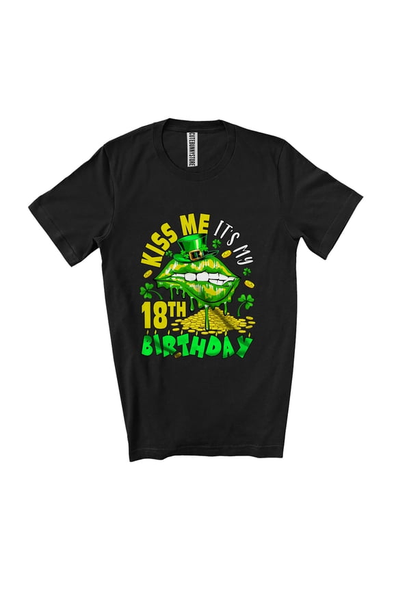 Kiss It's My 8th Birthday; Joyful St. Patrick's Day 8 Years Old Irish Lips Unisex T-Shirt