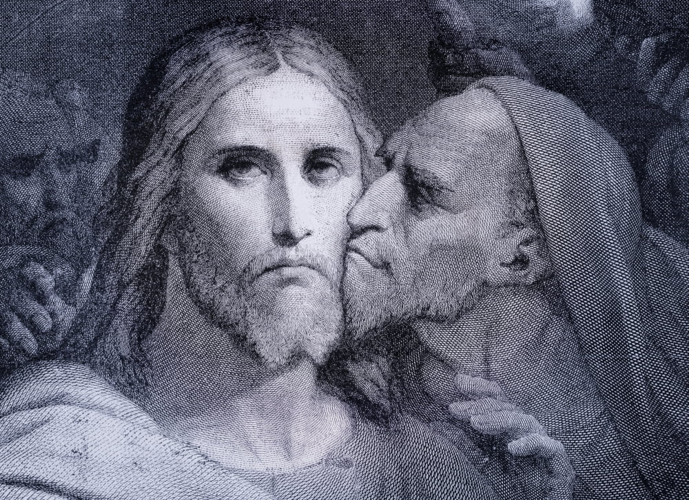 The Kiss Judas Iscariot Kisses Jesus Christ In The Garden Of Gethsemane From El Mundo Ilustrado Published Barcelona Circa 1880 Canvas Art - Ken Welsh Design Pics (17 x 12)