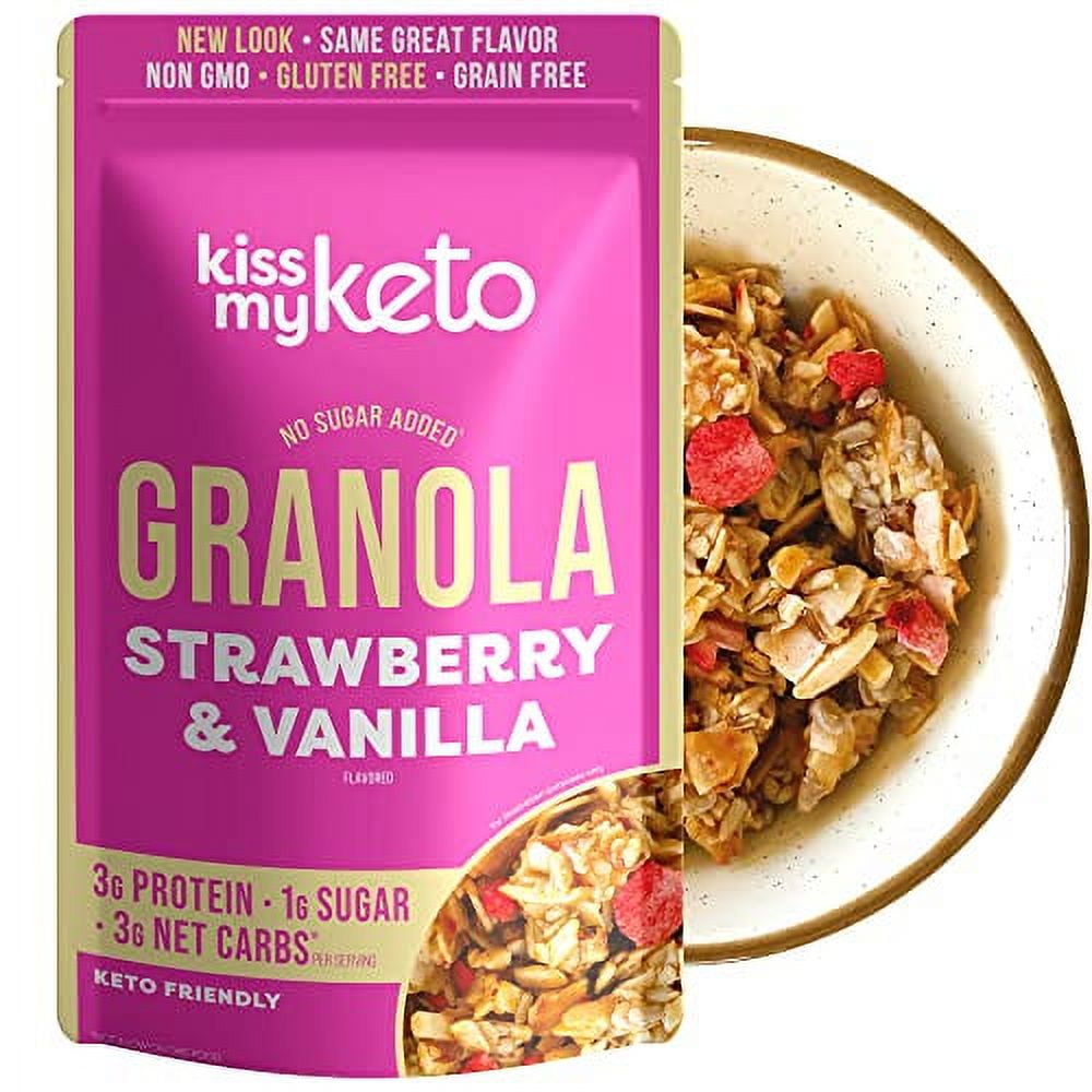 Kiss My Keto Granola Cereal â€“ Strawberry Vanilla Keto Granola Low ...