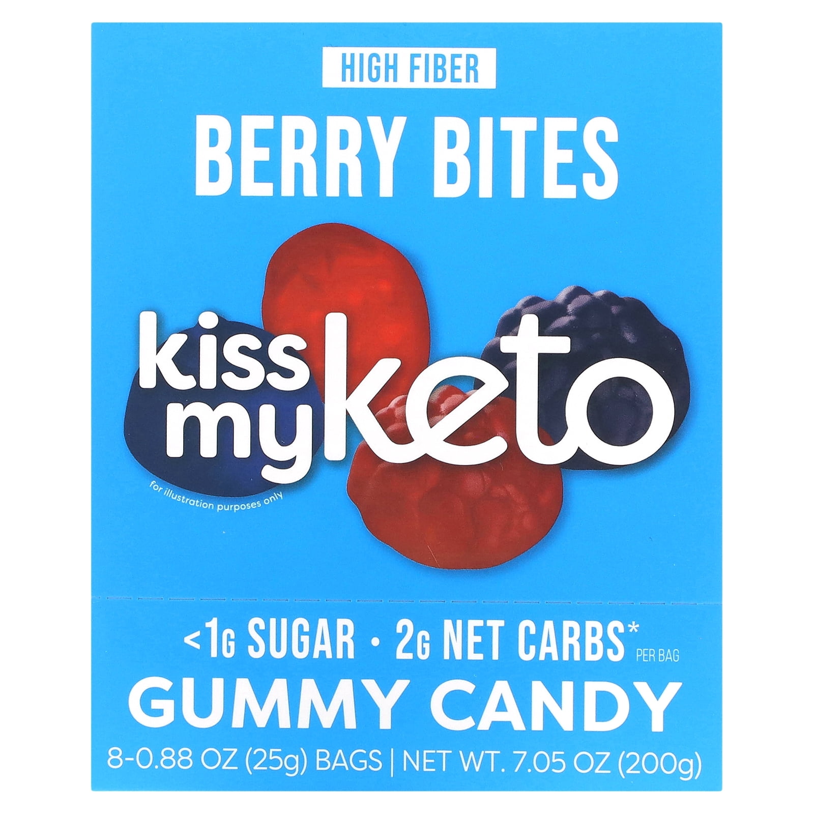 Kiss My Keto Gummies Candy Low Carb Candy Berry Bites, Keto Snack Pack Healthy Candy Gummys Vegan Candy, Keto Gummy Candy Keto Candy Gummies (8-pack)
