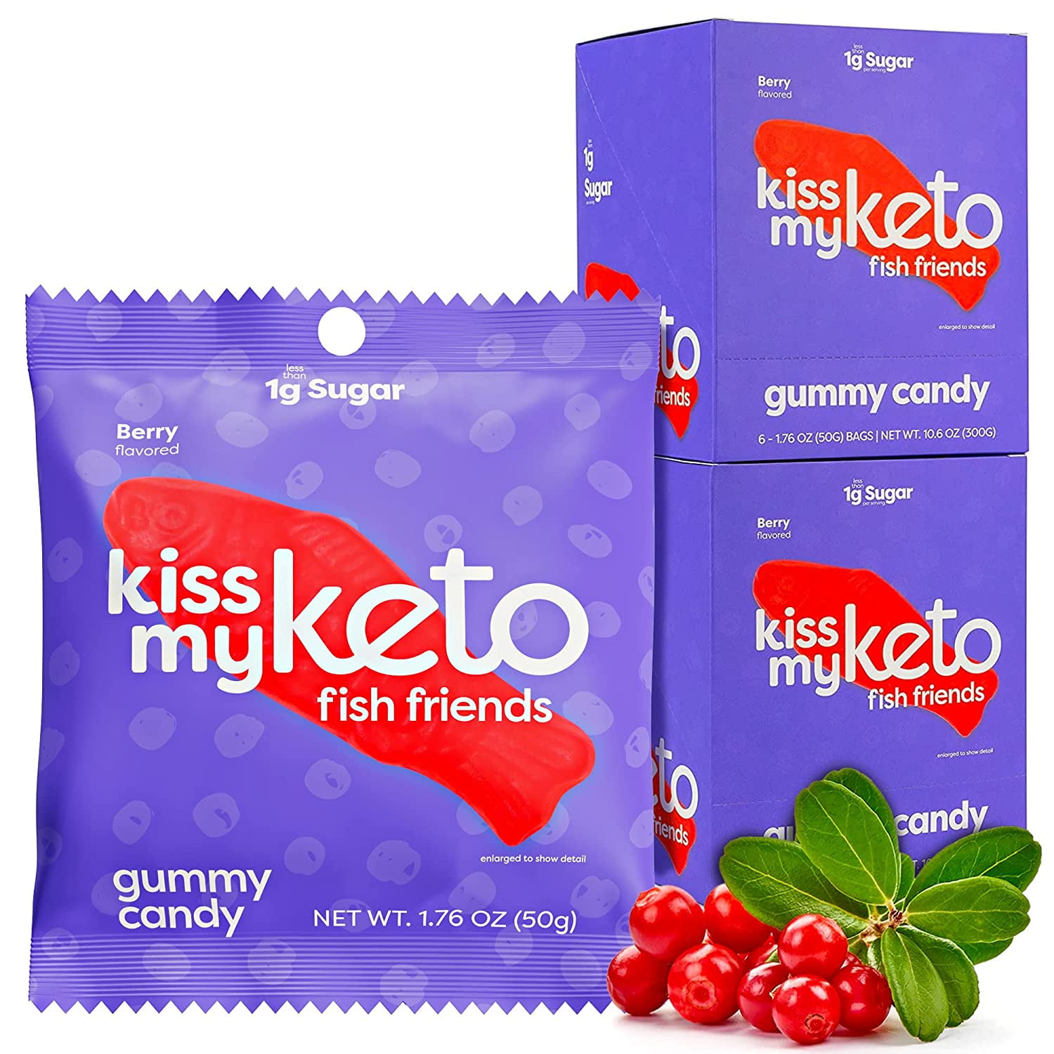 Kiss My Keto Gummies Candy Low Carb Candy Gummy Fish, Keto Snack Pack Healthy Candy Gummys Vegan Candy, Keto Gummy Candy Keto Candy Gummies (12-pack)