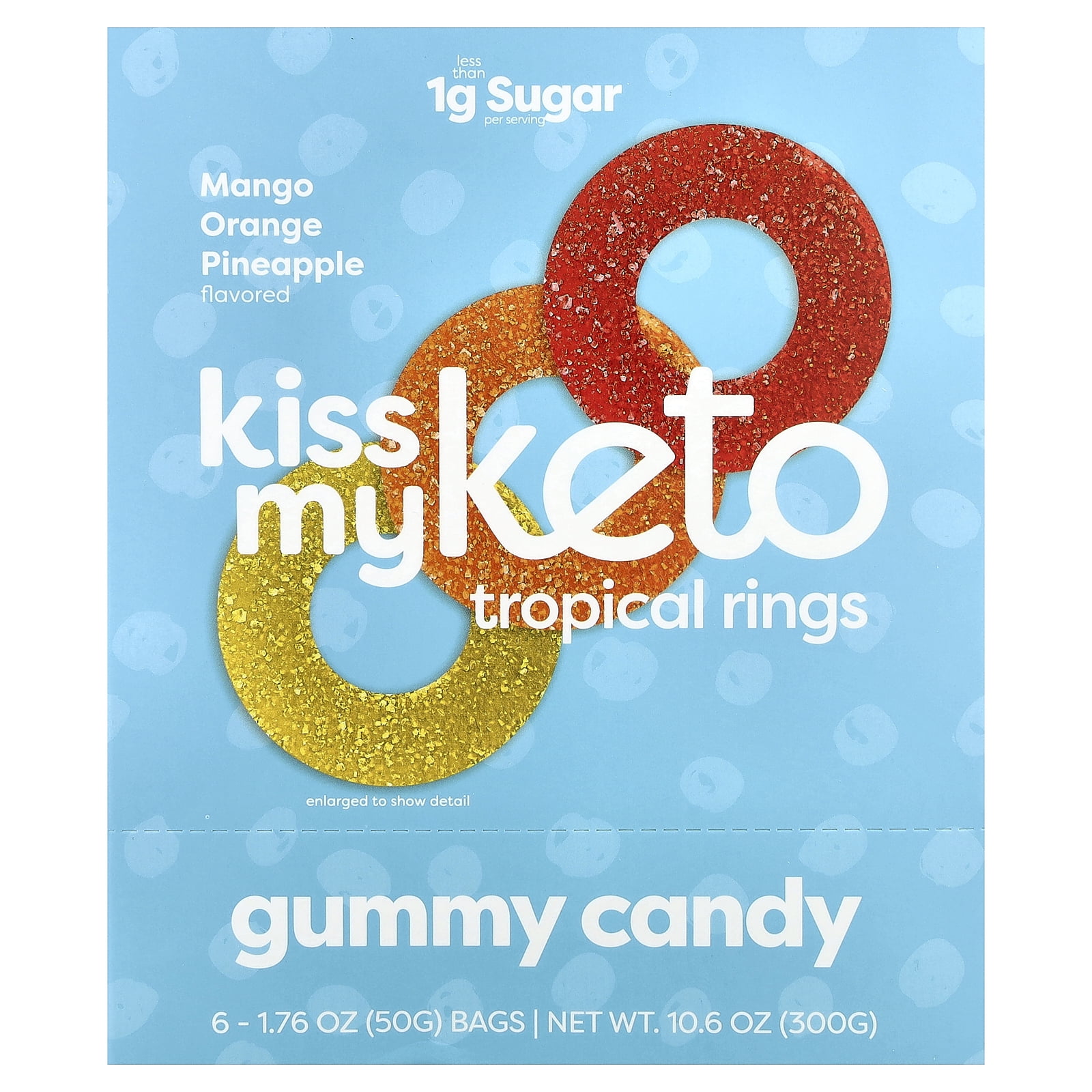 Kiss My Keto Gummies Candy Low Carb Candy Gummy Rings, Keto Snack Pack Healthy Candy Gummys Vegan Candy, Keto Gummy Candy Keto Candy Gummies (6-pack)