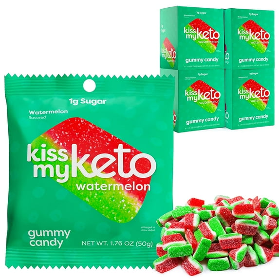 Kiss My Keto Gummies Candy – Low Carb Watermelon Candy Gummy, Keto Snack Pack – Healthy Candy Gummys – Vegan Candy, Keto Gummy Candy – Keto Candy Gummies (24-pack)